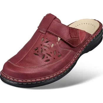 Dámská zdravotní obuv Dámská otevřená kožená domácí obuv s páskem na suchý zip, lehká, dámská obuv, přezuvky, pantofle, clog, červená: 40