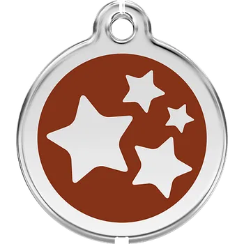 psí známka Red Dingo známka – Stars Brown – Hvězdičky hnědé velikost známky L - 37 mm