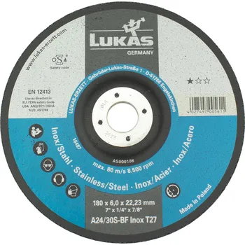 Řezný kotouč Kotouč brusný LUKAS, 180 x 6,0mm, 22,2mm, ocel