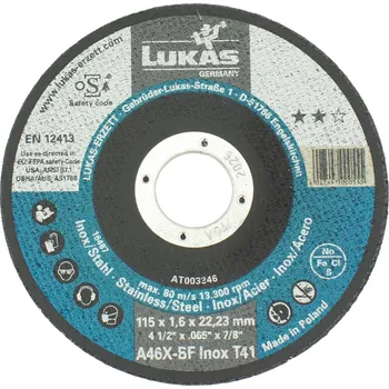 Řezný kotouč Kotouč řezný, 115 x 1,6mm, A46X-BF INOX, LUKAS