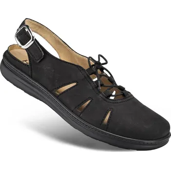 Dámská zdravotní obuv Dámské letní sandály s rychlošněrováním, nubuková useň, černá: 39