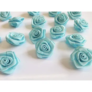Party dekorace Saténové růžičky světle azurové