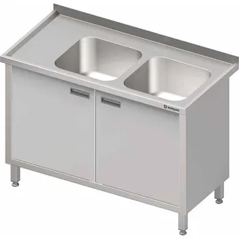 Dětský stůl Stůl s dvoukomorovým dřezem po pravé straně, křídlové dveře 1100x700x850 mm | STALGAST, 980877110