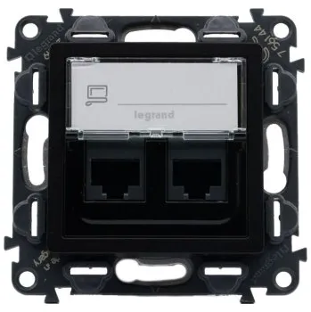 vypínač Legrand Valena LIFE datová zásuvka 2xRJ45 kategorie 5e UTP černá 75C5UC2