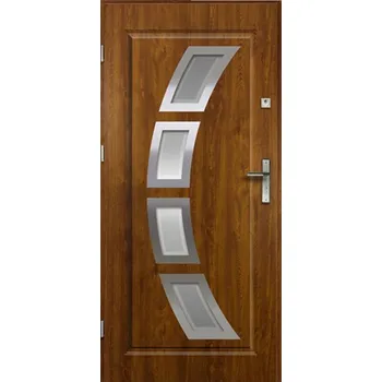 Vchodové dveře RADEX Dveře vchodové ocelové HERMES, zlatý dub, 207x90cm, pravé