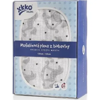 Xkko Biobavlněná plena Organic 120x120 - Rocking Horses Silver