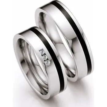 Prsten Snubní prsteny ocel přírodní diamant 0.045 ct G/SI keramikou ST142