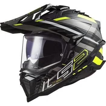 Helma na motorku LS2 MX701 EXPLORER C EDGE GL.BLACK H-V YELL-06 (velikost helmy: M (57-58cm))