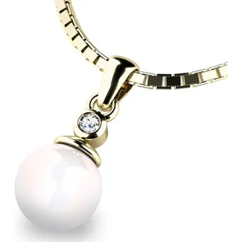 Přívěsek Dámský přívěsek žluté zlato 585/1000 přírodní diamant 0.027 ct perla a 10870-ZL-DIA 10870-DIA bez řetízku