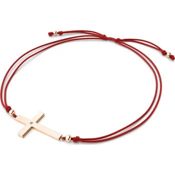 Oblečení a móda Dámský náramek přírodní diamant 0.006 ct G/SI šňůrkový kříž 10947-NRS-CV-CV-DIA délka 21 cm