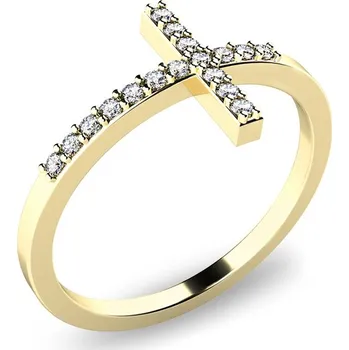 Prsten Dámský prsten přírodní diamant 0.102 ct G/SI kříž s brilianty žluté zlato 140015ZL-DIA velikost 54