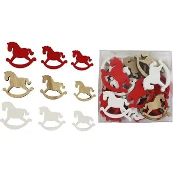 Vánoční dekorace Koník 24ks, bílá, přírodní, červená