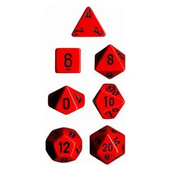 Příslušenství k deskovým hrám Sada kostek Chessex Opaque Polyhedral 7-Die Set - Red with Black