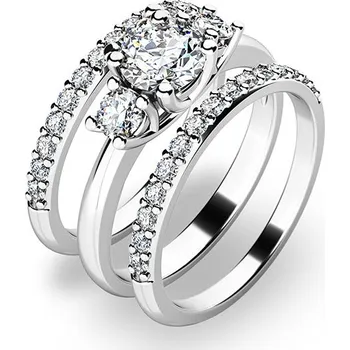 Módní doplněk Zásnubní prsten bílé zlato 585/1000 zirkon set zásnubních 10803-SET02-BB velikost 65