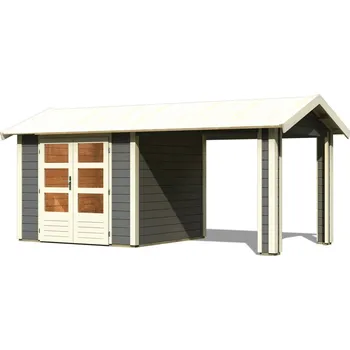Zahradní domek Dřevěný domek KARIBU THERES 3 vč. přístavku (31451) terragrau LG3149