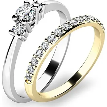 Prsten Zásnubní prsten zlato mix 585/1000 zirkon set zásnubních 10843-SET01-BZ velikost 46