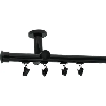 Garnýž Kovovégarnýže.cz Stropní garnýž Duo broadway 19 mm černá lesklá Varianta jednořadá nebo dvouřadá: Dvouřadá, Uchycení látky: jezdec s háčkem, Délka garnýže Broadway: 320 cm