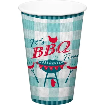 Party nádobí Folat BBQ Party - Kelímky papírové tyrkysové 700 ml 8 ks