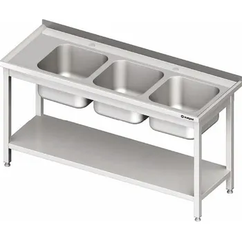 Dětský stůl Stůl s tříkomorovým dřezem a policí 1500x600x850 mm | STALGAST, 981136150