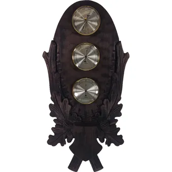 Meteostanice Dřevo Novák Barometr na podložce 207 černá, hnědá, tónovaná Barva: hnědá,