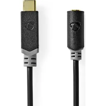 NEDIS USB-C™ Adaptér | USB 2.0 | USB-C™ Zástrčka | 3,5 mm Zásuvka | 1.00 m | Kulatý | Pozlacené | PVC | Černá | Box