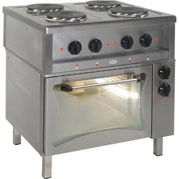 Sporák Elektrický gastronomický sporák 4-polotýnkový s elektrickou troubou, 800x700x850 mm, 12,75 kW | EGAZ, KE-47/PKE-1
