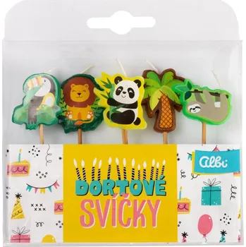 Dortová svíčka Sada dortových svíček - 5 ks - džungle