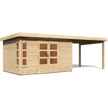 Zahradní domek Dřevěný domek KARIBU KASTORF 7 + přístavek 320 cm (31556) natur LG3583