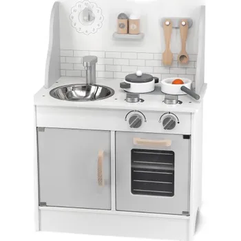 Domeček pro panenku Dřevěná kuchyňka s příslušenstvím- Šedá