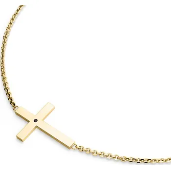 Náhrdelník Dámský náhrdelník přírodní diamant 0.006 ct křížem a černý 10947-NH01-ZL-Black délka 42 cm