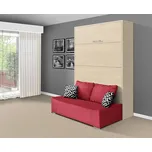 Nabytekmorava Sklápěcí postel s pohovkou VS 21058P, 200x120 cm barevné kombinace: Akát / dveře akát, barva pohovky: Savana červená