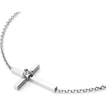 Náhrdelník Dámský náhrdelník přírodní diamant 0.035 ct G/SI křížkem s briliantem 10872-NH01-B délka 40 cm