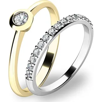 Šperk Zásnubní prsten zlato mix 585/1000 zirkon set zásnubních 10807-SET01-ZB velikost 58