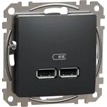Schneider Electric SDD114401 Sedna D/E - Dvojitá USB A+A nabíječka 2.1A, Antracit