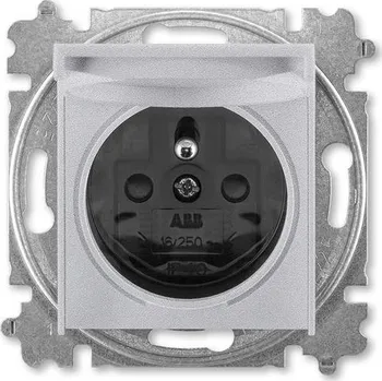 Elektroinstalační materiál ABB 5519H-A02397 70 Zásuvka jednonásobná s ochr. kolíkem, s clonkami, s víčkem