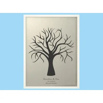 Svatební dekorace Svatební strom 1 se jmény v bílém rámu 53 x 73 cm