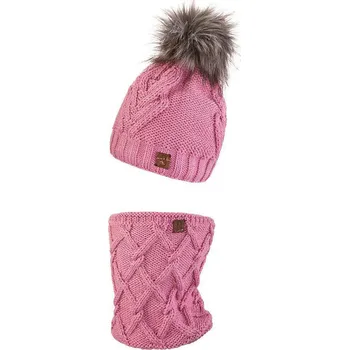 Kojenecká čepice Little Angel Set pletená čepice s BAMBULÍ a nákrčník Outlast ® Levandulová Vel. 6 (54 - 57 cm)