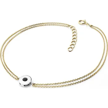 Módní doplněk Dámský náramek přírodní diamant 0.055 ct černý žluté zlato 10911-NR02-ZLB-Black délka 17 cm