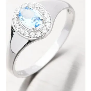 Prsten Dámský prsten bílé zlato 585 zirkon akvamarín a 51GZ-8055-B-AKVA velikost 55