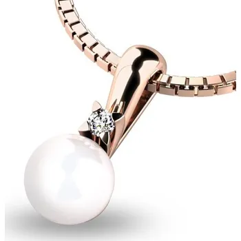 Oblečení a móda Dámský přívěsek přírodní diamant 0.025 ct perlový 10891-CV-DIA délka řetízku 40 cm