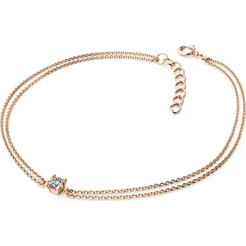 Módní doplněk Dámský náramek žluté zlato 585/1000 přírodní diamant 0.130 ct G/SI s růžové 10828-NR02-CV délka 19 cm