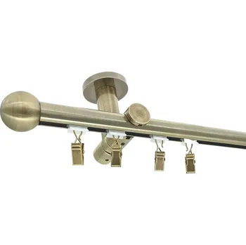 Garnýž Kovovégarnýže.cz Stropní garnýž Ballo broadway 19 mm mosaz antik Varianta jednořadá nebo dvouřadá: Dvouřadá, Uchycení látky: jezdec s kovovou žabkou, Délka garnýže Broadway: 400 cm
