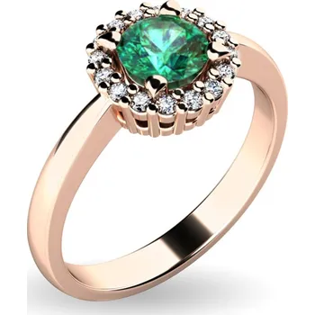 Prsten Dámský prsten přírodní diamant 0.50 ct G/SI smaragd a brilianty 10924-CV-SMAR velikost 61