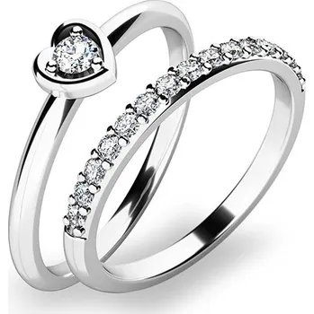 Módní doplněk Zásnubní prsten bílé zlato 585/1000 zirkon set zásnubních 10849-SET01-BB velikost 49