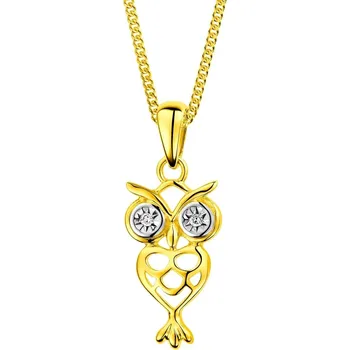 Přívěsek Zlatý přívěsek s diamanty - sova - 0,01 ct - ryzost 585 - 220.399