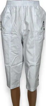 Dámské kalhoty Dámské bílé nadměrné 3/4 kalhoty ALICA Barva: Bílá, Velikost: 9XL