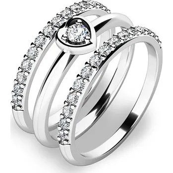 Módní doplněk Zásnubní prsten bílé zlato 585/1000 zirkon set zásnubních 10849-SET02-BB velikost 62