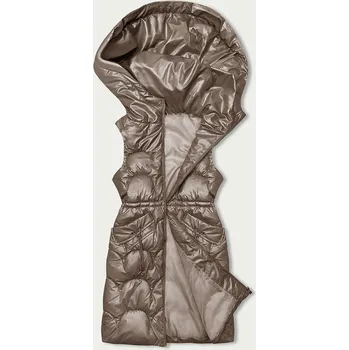 Dámská vesta Vypasovaná vesta v barvě cappuccino s kapucí (B8172-12) odstíny béžové XXL (44)