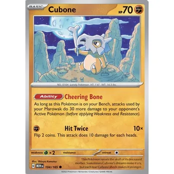 Sběratelská karetní hra Pokémon MEW 104/165 Cubone - 151 Stav: Near Mint, Verze: NORMAL