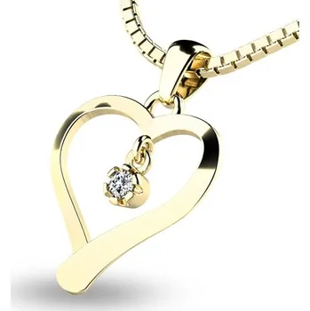 Přívěsek Dámský přívěsek žluté zlato 585/1000 přírodní diamant 0.031 ct G/SI srdce 10918-ZL-DIA bez řetízku